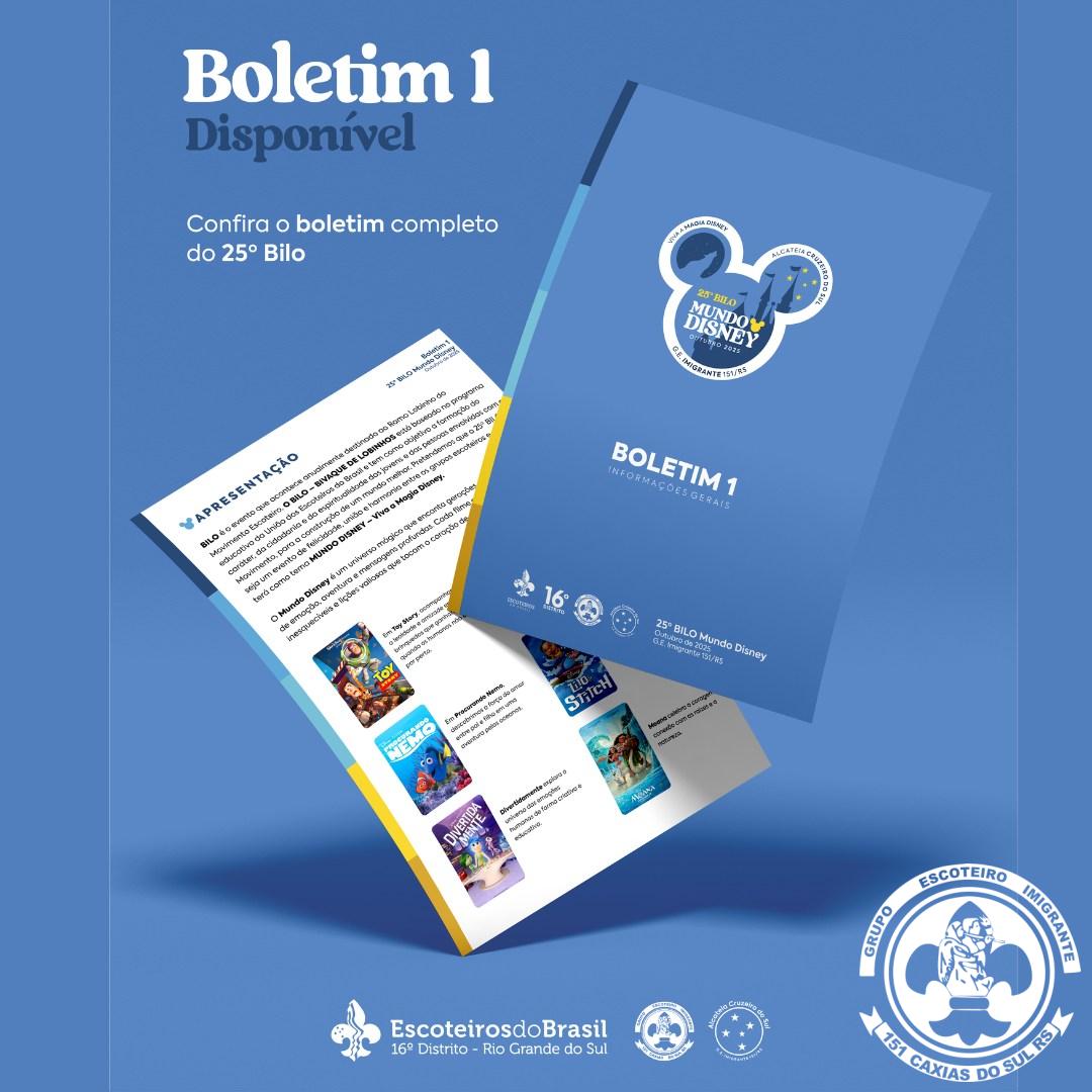 🐾 VEM AÍ O 25º BILO!
Uma grande aventura está prestes a começar para os lobinhos do 16º Distrito Escoteiro RS! 🌟

📅 Data: 04 de outubro de 2025
📍 Local: Fundação Marcopolo – Linha São Giácomo, Caxias do Sul/RS
🎯 Realização: 16º DE/RS e Grupo Escoteiro Imigrante 151/RS

🟡 Quem pode participar?
Lobinhos com registro ativo no 16º DE/RS e alcateias convidadas 🐺

📝 Inscrições até: 09 de agosto
💰 Valor: R$ 130,00
💳 Pagamento por PIX: À vista ou em 2x (09/08 e 06/09)

📥 Fique por dentro de tudo!
Confira o Boletim 1 e acesse o link com todas as informações:
👉 https://linktr.ee/16ders

📢 Chama tua alcateia, prepara o espírito de matilha e venha viver um dia mágico de descobertas, amizade e escotismo! 💛

#25BILO #RamoLobinho #EscoteirosDoBrasil #16DistritoRS #EscoteirosRS #SempreAlerta